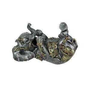 Metallic Steampunk Elephant Decorative Single Bottle Tabletop Wine Holder Stand